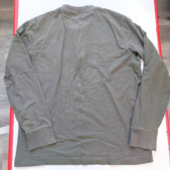 Eddie Bauer Legend Wash T-shirt men's size L green long sleeve button up neck - Picture 3 of 12